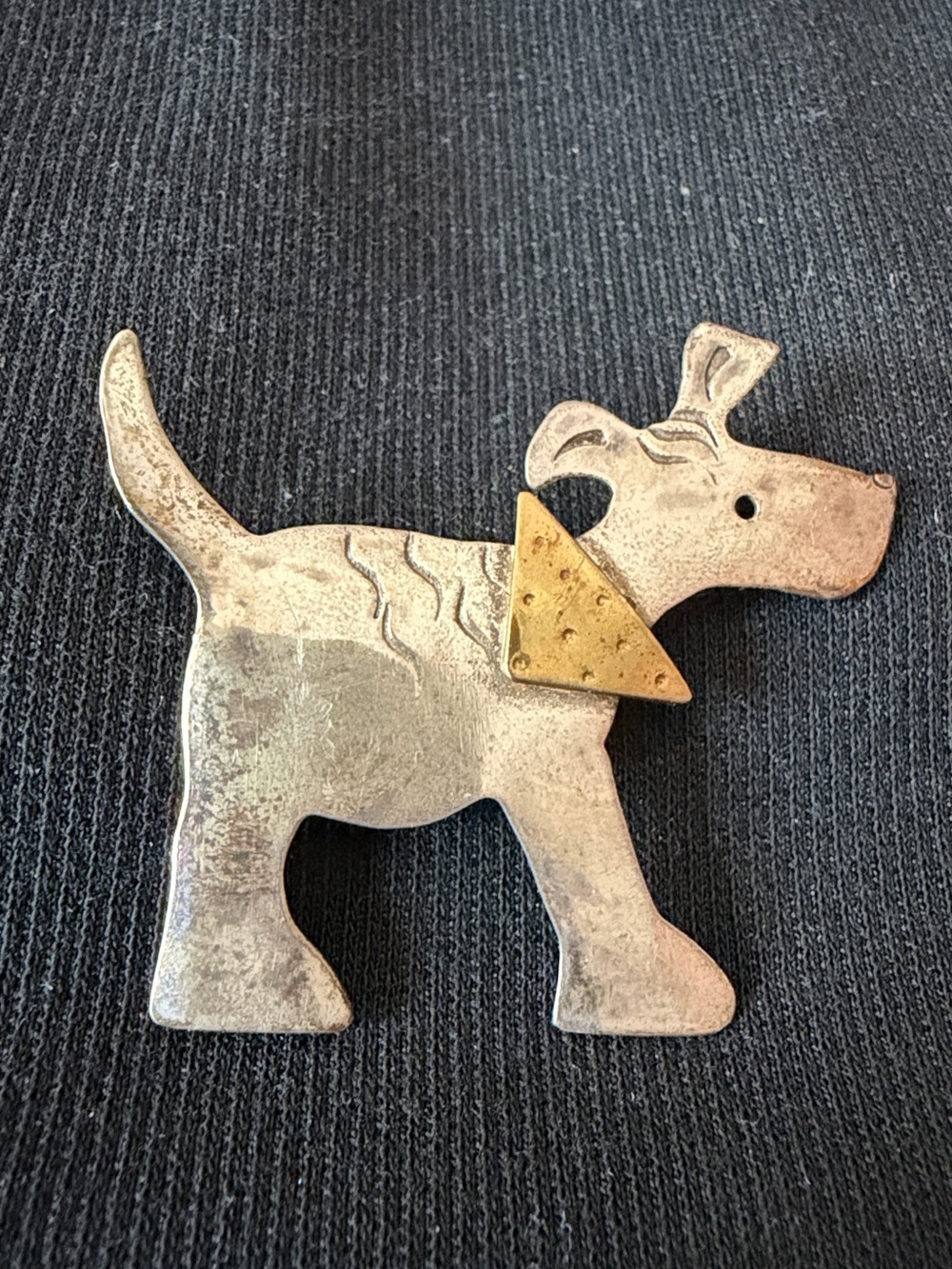 Vintage silver Southwestern mid-century modern dog brooch pin